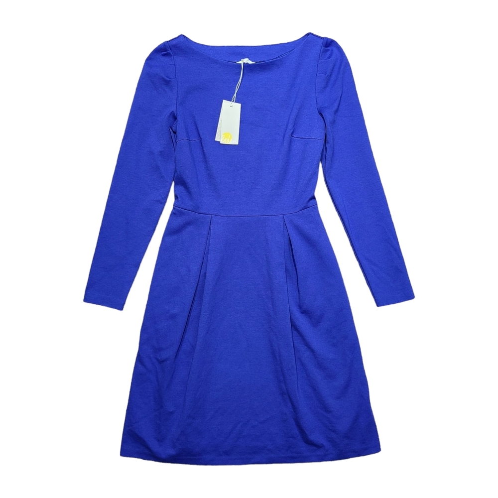 Boden Melanie Ponte Dress Long Sleeve Pleated Greek Blue - Picture 1 of 7
